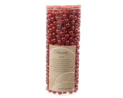 000562 Perlenkette Kunststoff 0,8 x 1000cm Weihnachtsrot Rot (Gr. Mittel)