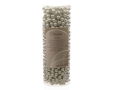 000561 Perlenkette Kunststoff 0,8 x 1000cm Silber (Gr. Mittel)