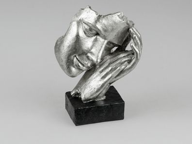 720665 Büste Schlaf schwarz-Silber auf Sockel 17x23cm exklusive Deko-Skulptur