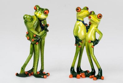 717634 Froschpaar hellgrün 18cm aus Kunststein gefertigt mit glänzend Stückpreis