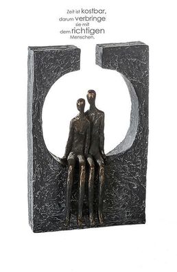 79617 Skulptur Zweisamkeit Poly bronzefarbene Figur auf Basis dunkelgrau (Gr. Mittel)