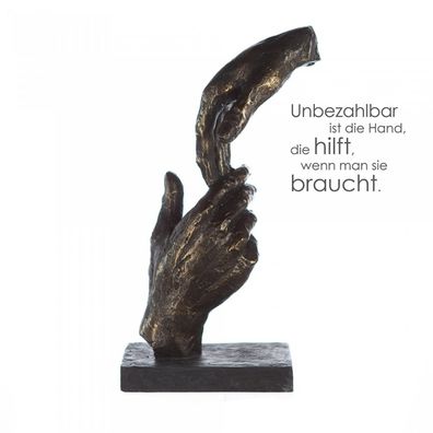 89236 Skulptur Two Hands Poly bronzefarbene Hände graue Basis (Gr. Höhe 29cm)