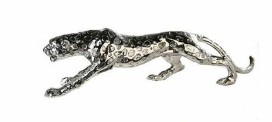 59216 Gepard aus Poly Silber antikfinish Länge 80cm Höhe 20cm Leopard Raubkatze