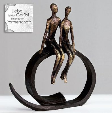 59661 Skulptur Close aus Poly bronzefinish auf schwarzem Ring sitzend Höhe 35cm