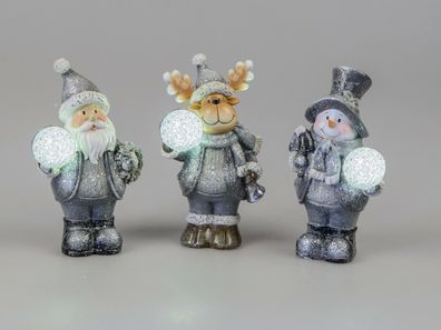 751218 Weihnachtsfiguren mit LED-Licht 20cm aus Kunststein gefertigt Stückpreis