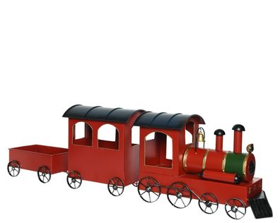 386381 Zink Eisenbahn mit 2 Wagons Rot 95 x 13,5 x 21,6 cm Top Weihnachtsdeko