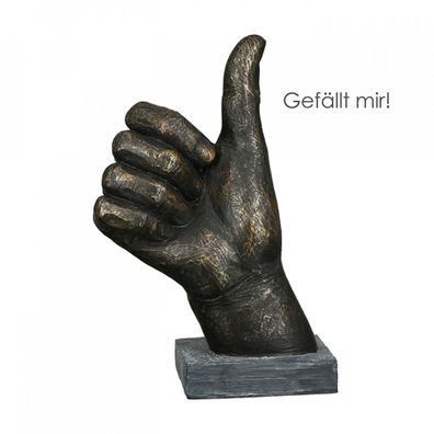 89340 Skulptur Daumen hoch Poly bronzefarben Hand mit Daumen hoch Gefällt mir