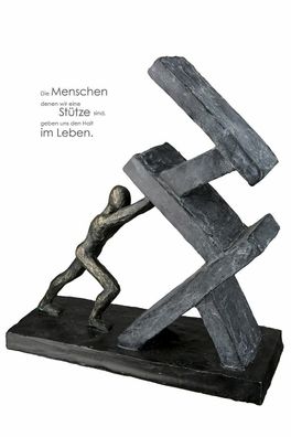 37352 Skulptur "Holding" Figur antik bronzefarben/ anthrazitfarben schwarze Base