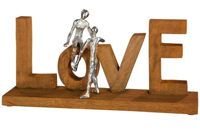 44115 Schriftzug Love braun aus Mangoholz, Figuren silberfarben aus Aluminium