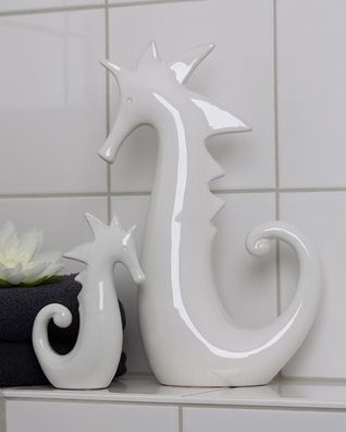 76794 Seepferdchen aus Keramik · weiß · glänzend 11 x 5 x 18 cm