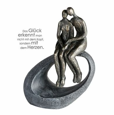 79901 Skulptur Moment Poly Pärchen in bronzefarben graue ovale Basis