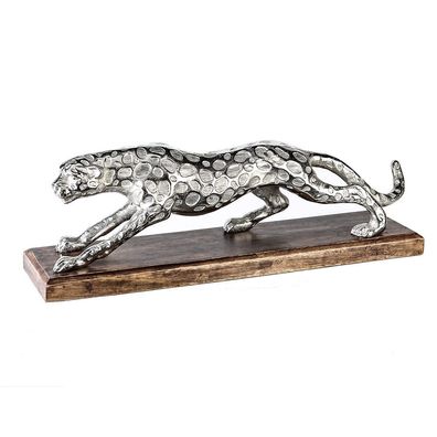 43200 Skulptur Panther Panther aus Aluminium silberfarben antikfinish (Gr. Mittel)