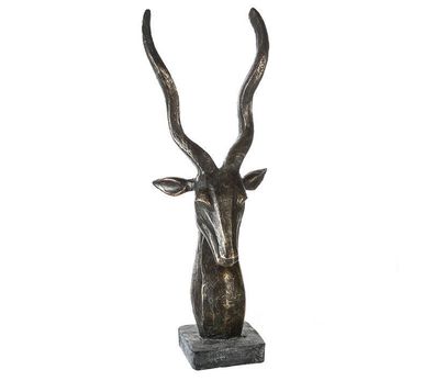79793 Skulptur Springbock aus Poly Bronzefarben graue Basis Höhe 55cm (Gr. Mittel)