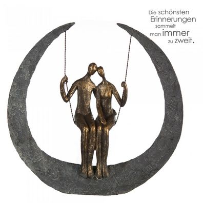 89166 Skulptur "Swing" Poly / Metall . bronzefarben Pärchen auf Schaukel