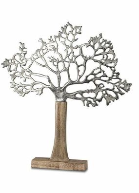 510013 Lebens-Baum 32x30cm aus Aluminium und massivem Mangoholz-Sockel (Gr. Mittel)