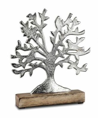 510037 Lebens-Baum 22x20cm aus Aluminium und massivem Mangoholz-Sockel (Gr. Mittel)