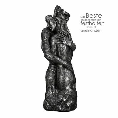 89311 Skulptur "Embrace" Poly silberfarben Antikfinish sich umarmendes Pärchen