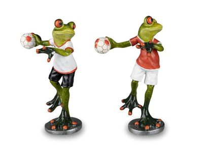 717474 Frosch als Handballer 10 x 18cm Figur aus Kunststein gefertigt Stückpreis