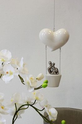 36481 Hänger Love Balloon - Keramik Metall weiß silber mit Drahtseil zum Hängen
