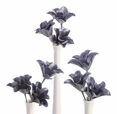 38313 Deko Blume Foam Flower 3 Blüten Modena Höhe 43cm violett metallic 3 Stück
