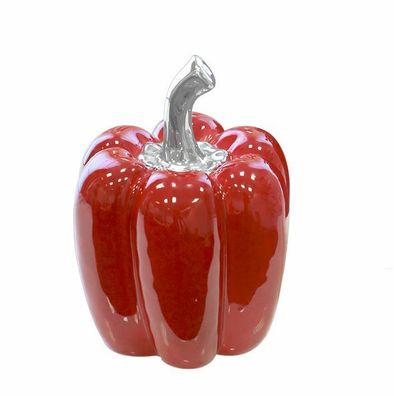 36810 Deko-Paprika Pepper aus Keramik rot silber Höhe 17cm Breite 11,5cm