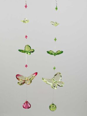 606068 Hänger Schmetterling 50cm aus transparentem Acryl grün/ rot Stückpreis