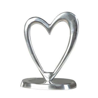 33764 Skulptur Herz Aluminium . Silber . poliert auf Fuß B. 20cm H. 28cm T. 8cm