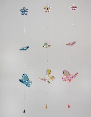 606549 Girlande Schmetterling + Blume 98cm aus farbigem transparentem Acryl