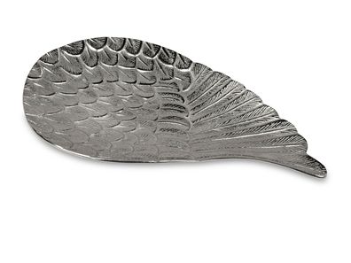 626073 Schale Flügel 23 x 40cm aus silbernem Aluminium mit Relief