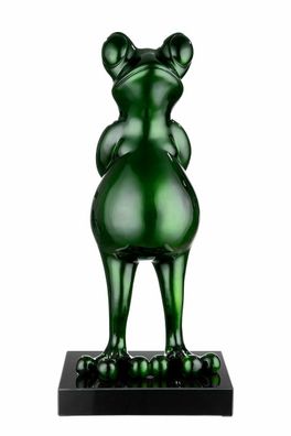 52360 Skulptur "Frog" grün metallic, Sockel aus Marmor: 15 x 15 x 20 cm Frosch