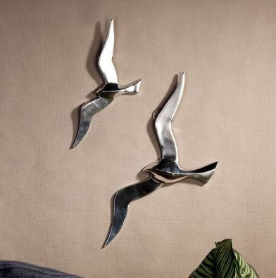 32728 Wandobjekt "Flying Bird" aus Aluminium · poliert 48 x 19 cm