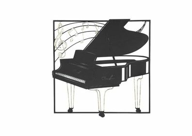 67315 Metall Wandrelief Klavier dunkelbraun/ silberfarben