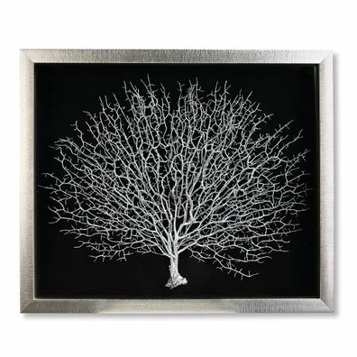 81157 Bild Lebensbaum mit silbernem Rahmen + Baum 60 x 50 x 4,5cm Glas und Holz