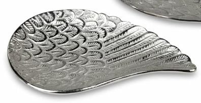 626059 Schale Flügel 13x22cm aus silbernem Aluminium mit Relief