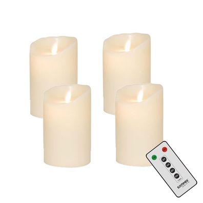 4er Adventskranzset Sompex Flame LED Kerzen Weiß 8 x 10cm mit FB 35729 (Gr. Set)