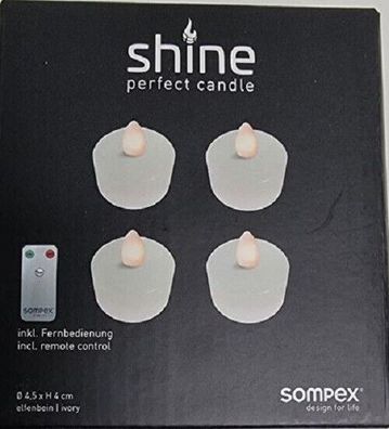 49500 Sompex Shine LED Teelicht | 4er Set | Fernbedienbar | Multi LED Technik