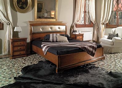 Bett Doppelbett Vaccari cav giovanni Massivholz Schlafzimmer Design Möbel Neu