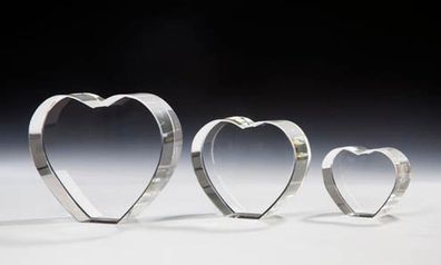 3 Herzen Serie Kristallglas Herzform mit Gravur Geschenkbox #6(Herz Valentinstag