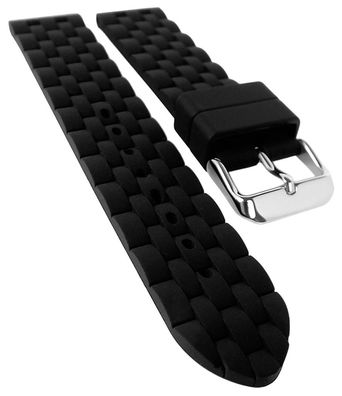 Herzog Rubber Style Uhrenarmband 20mm schwarz Kunststoff gleichlaufend