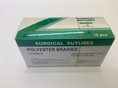 Polyester 5-0, 75cm, schneidend, 12 Folien, chirurgisches Nahtmaterial MHD:11/25