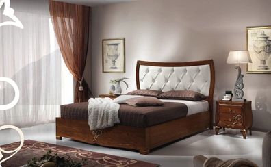 Bett Betten Bettrahmen Holz Doppel Schlafzimmer Braun Modern Doppelbett Möbel