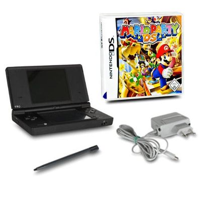 Nintendo DSi Handheld Konsole schwarz #81A + Ladekabel + Spiel Mario Party DS
