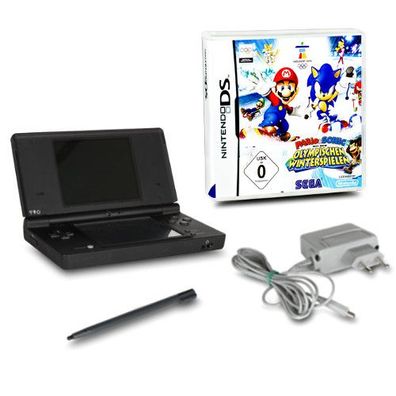 DSi Handheld Konsole schwarz #81A + Mario & Sonic bei olympischen Winterspielen