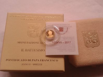 Original 10 euro 2017 PP Vatikan Gold 3g Papst Franziskus Die Taufe