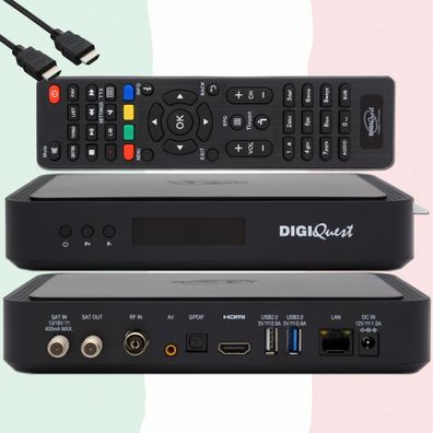 TiVuSat Karte 4K UHD + DIGIQuest Q90 H265 S2 + T2 Combo Receiver (nicht aktiviert)