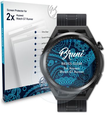 Bruni 2x Schutzfolie kompatibel mit Huawei Watch GT Runner Folie