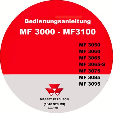 Betriebsanleitung Massey Ferguson MF3050 MF 3060 MF3065 MF3065 S MF3075 MF3085 MF3095
