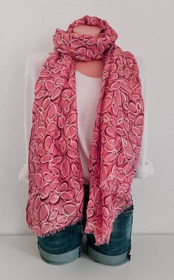 Blogger XXL Schal Tuch Halstuch Viskose mehrfarbig Metallic-Print Rosa