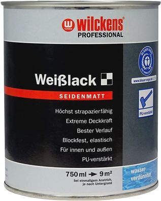 Wilckens 0,75l Professional Weißlack seidenmatt Weiß Lackfarbe Holz Metall Lack