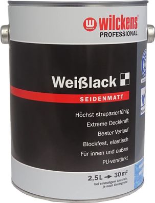 Wilckens 2,5l Professional Weißlack seidenmatt Weiß Lackfarbe Holz Metall Lack